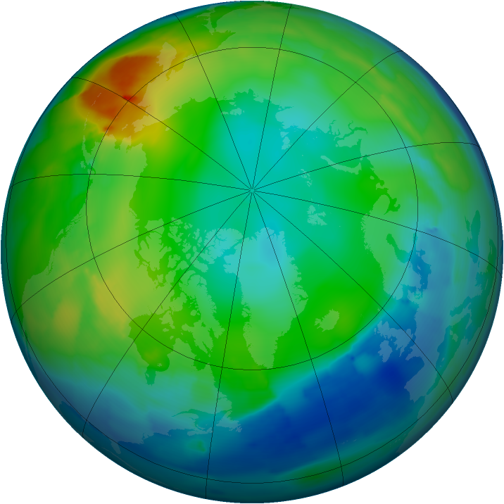 Arctic ozone map for 03 December 2011